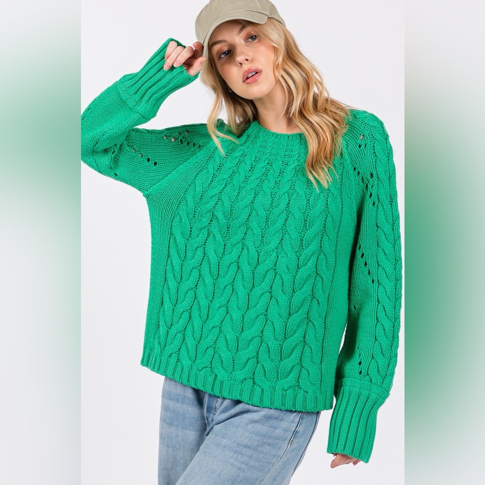 SAGE + FIG Cable-Knit Long Sleeve Sweater